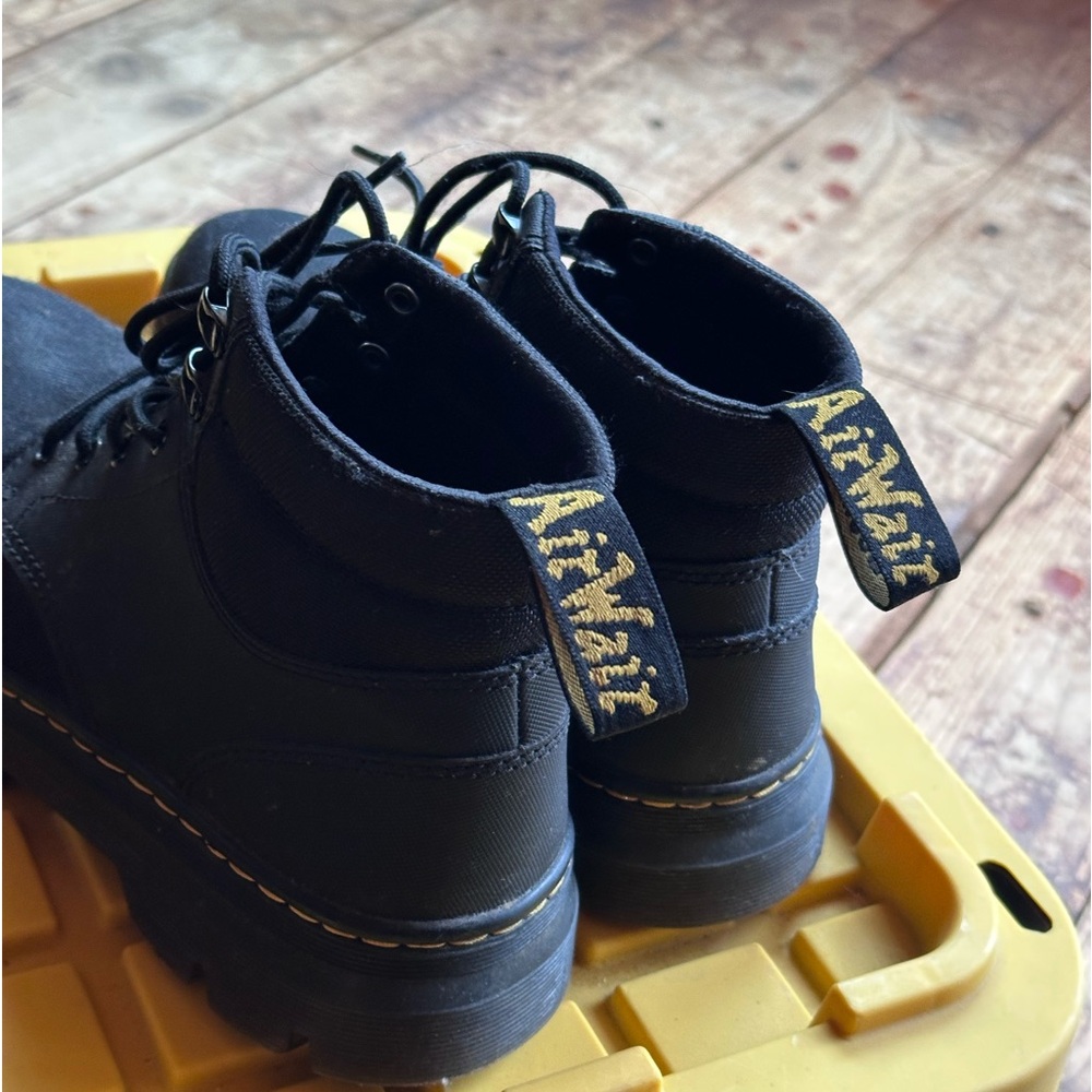 Dr Martens AirWair black lace up boots size 9 yellow stitch